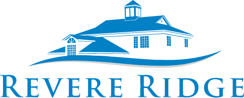a graphic of a house with a blue roof and the words revere